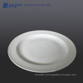 Grande tamanho Bone China Raw Material Placas de jantar ondulado branco, placas de cerâmica em massa
